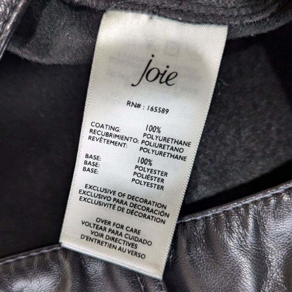 Joie Faux Leather Jeans Womens Size 14 Shiny Black‎ Straight Leg Pants Mobwife - Picture 6 of 10